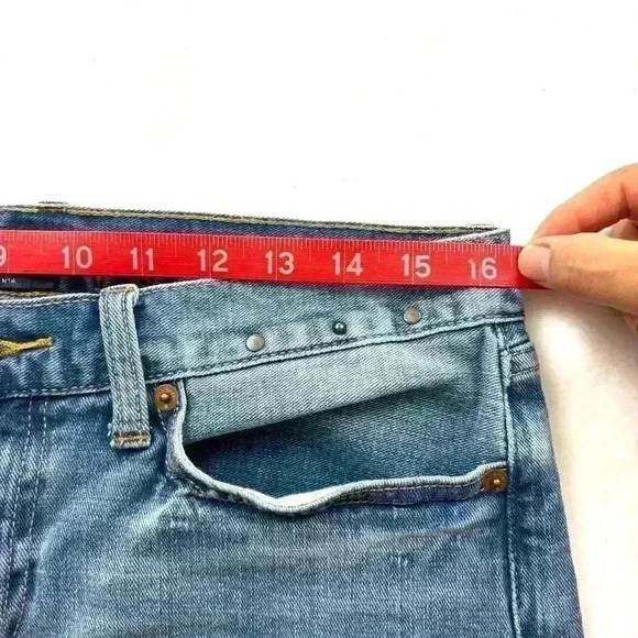 Lucky Brand Retro Faded Patchwork Whisker Frayed Denim Jean Shorts Size 4/27 - Picture 13 of 14